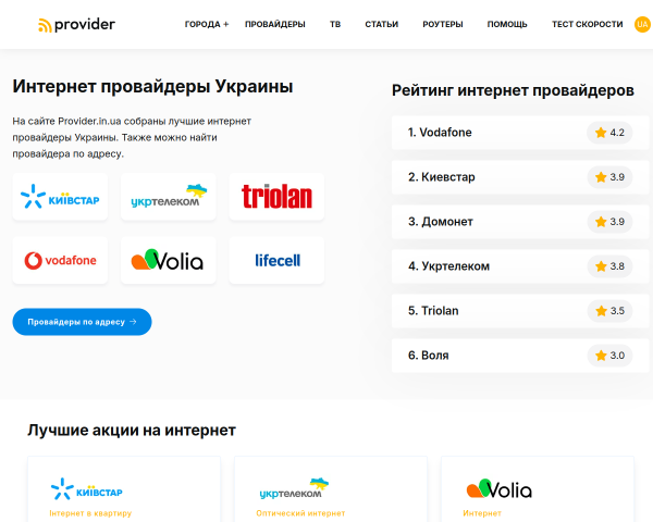 Провайдеры в Украине