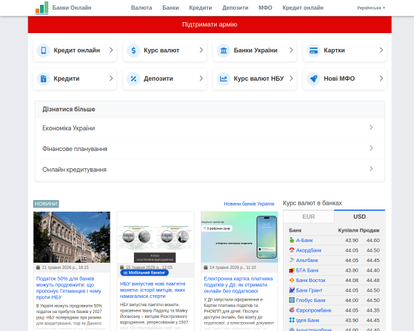 BanksOnline.com.ua — кредити онлайн, банки, МФО, депозити